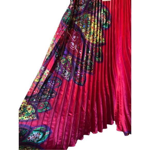 NWT Karachic Women’s Paisley Print Sleeveless Pleated midi Dress OSFM - Picture 3 of 6